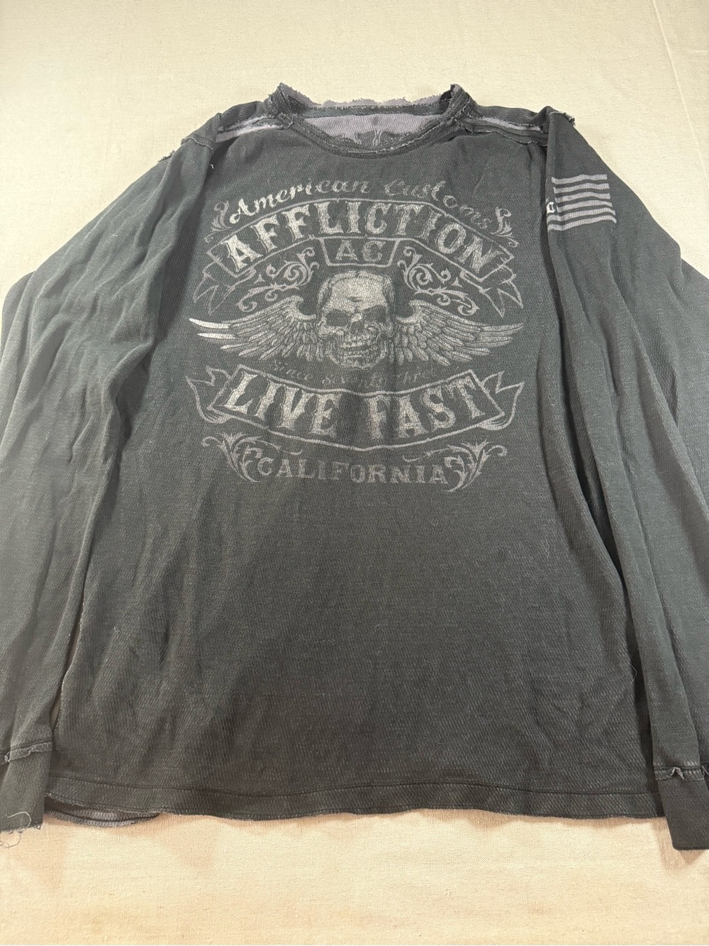 Affliction American Customs AC Reversible Shirt Waffle Knit Longsleeve Shirt 4XL